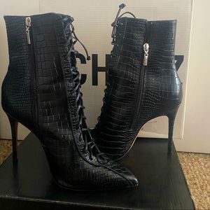 Black Schutz Croc Bootie